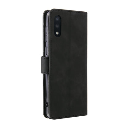For Samsung Galaxy A02 / M02 Solid Color Skin Feel Magnetic Buckle Horizontal Flip Calf Texture PU Leather Case with Holder & Card Slots & Wallet(Black) by buy2fix