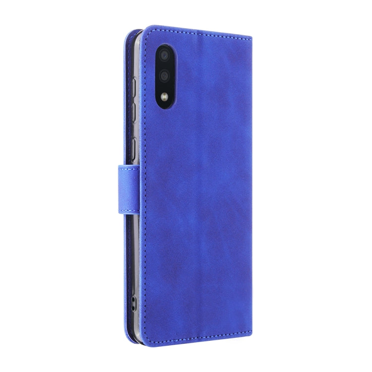 For Samsung Galaxy A02 / M02 Solid Color Skin Feel Magnetic Buckle Horizontal Flip Calf Texture PU Leather Case with Holder & Card Slots & Wallet(Blue) by buy2fix