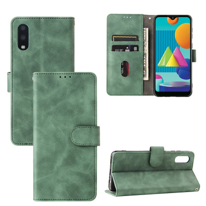 For Samsung Galaxy A02 / M02 Solid Color Skin Feel Magnetic Buckle Horizontal Flip Calf Texture PU Leather Case with Holder & Card Slots & Wallet(Green) by buy2fix