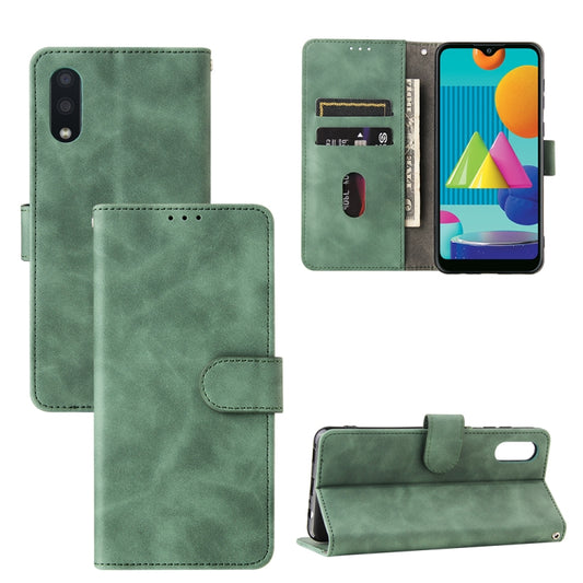 For Samsung Galaxy A02 / M02 Solid Color Skin Feel Magnetic Buckle Horizontal Flip Calf Texture PU Leather Case with Holder & Card Slots & Wallet(Green) by buy2fix