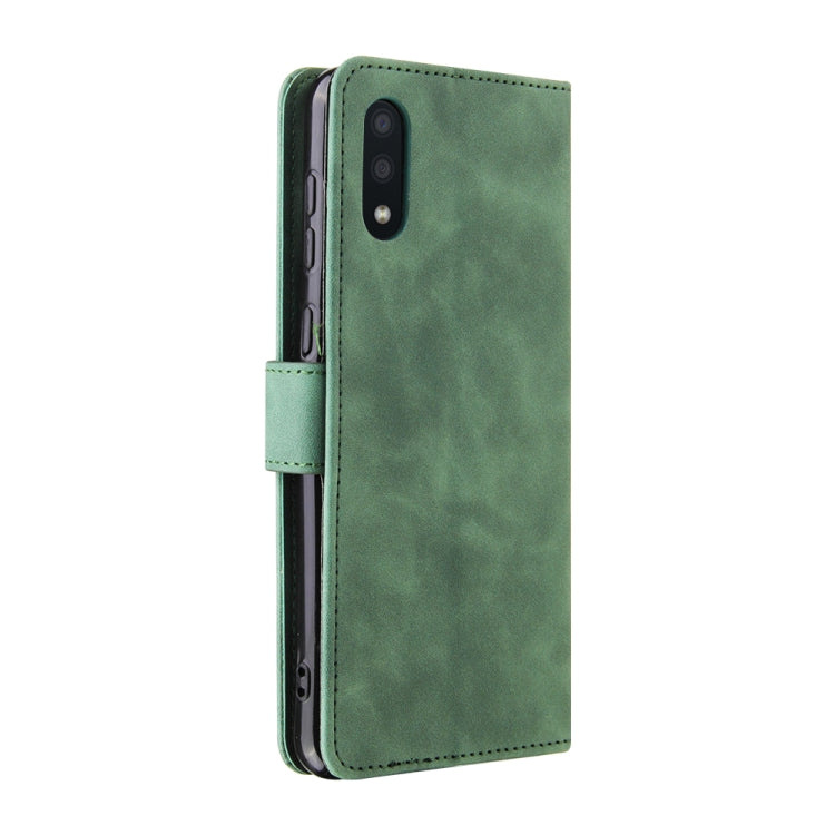 For Samsung Galaxy A02 / M02 Solid Color Skin Feel Magnetic Buckle Horizontal Flip Calf Texture PU Leather Case with Holder & Card Slots & Wallet(Green) by buy2fix