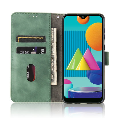 For Samsung Galaxy A02 / M02 Solid Color Skin Feel Magnetic Buckle Horizontal Flip Calf Texture PU Leather Case with Holder & Card Slots & Wallet(Green) by buy2fix