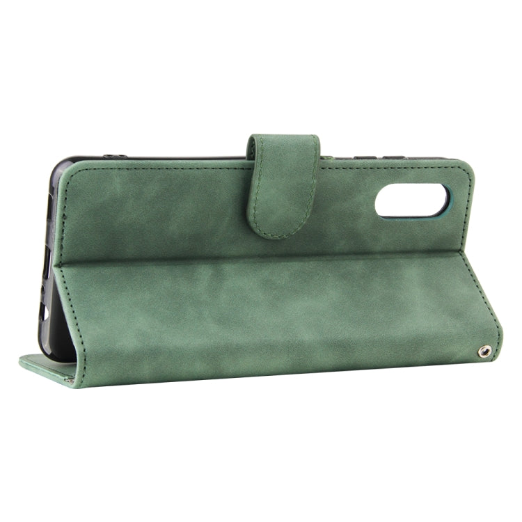 For Samsung Galaxy A02 / M02 Solid Color Skin Feel Magnetic Buckle Horizontal Flip Calf Texture PU Leather Case with Holder & Card Slots & Wallet(Green) by buy2fix