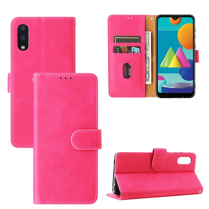 For Samsung Galaxy A02 / M02 Solid Color Skin Feel Magnetic Buckle Horizontal Flip Calf Texture PU Leather Case with Holder & Card Slots & Wallet(Rose Red) by buy2fix