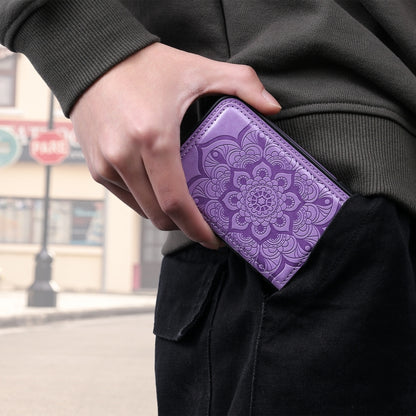 Flower Embossing Pattern Shockproof Protective Case with Holder & Card Slots & Photo Frame For iPhone 8 Plus / 7 Plus(Purple) - More iPhone Cases by buy2fix | Online Shopping UK | buy2fix