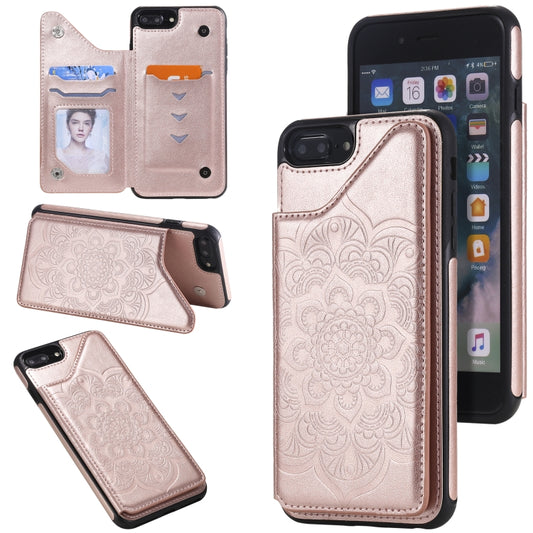 Flower Embossing Pattern Shockproof Protective Case with Holder & Card Slots & Photo Frame For iPhone 8 Plus / 7 Plus(Rose Gold) - More iPhone Cases by buy2fix | Online Shopping UK | buy2fix
