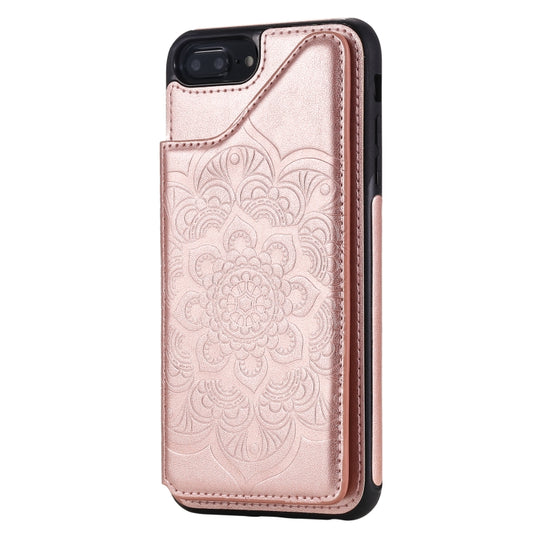 Flower Embossing Pattern Shockproof Protective Case with Holder & Card Slots & Photo Frame For iPhone 8 Plus / 7 Plus(Rose Gold) - More iPhone Cases by buy2fix | Online Shopping UK | buy2fix