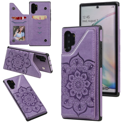 For Samsung Galaxy Note 10 Pro Flower Embossing Pattern Shockproof Protective Case with Holder & Card Slots & Photo Frame(Purple) by buy2fix