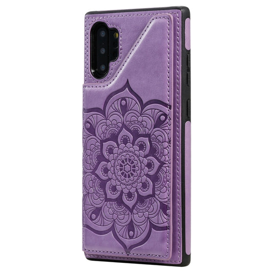 For Samsung Galaxy Note 10 Pro Flower Embossing Pattern Shockproof Protective Case with Holder & Card Slots & Photo Frame(Purple) by buy2fix