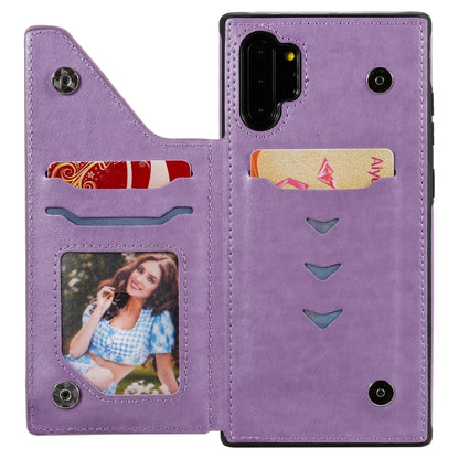 For Samsung Galaxy Note 10 Pro Flower Embossing Pattern Shockproof Protective Case with Holder & Card Slots & Photo Frame(Purple) by buy2fix