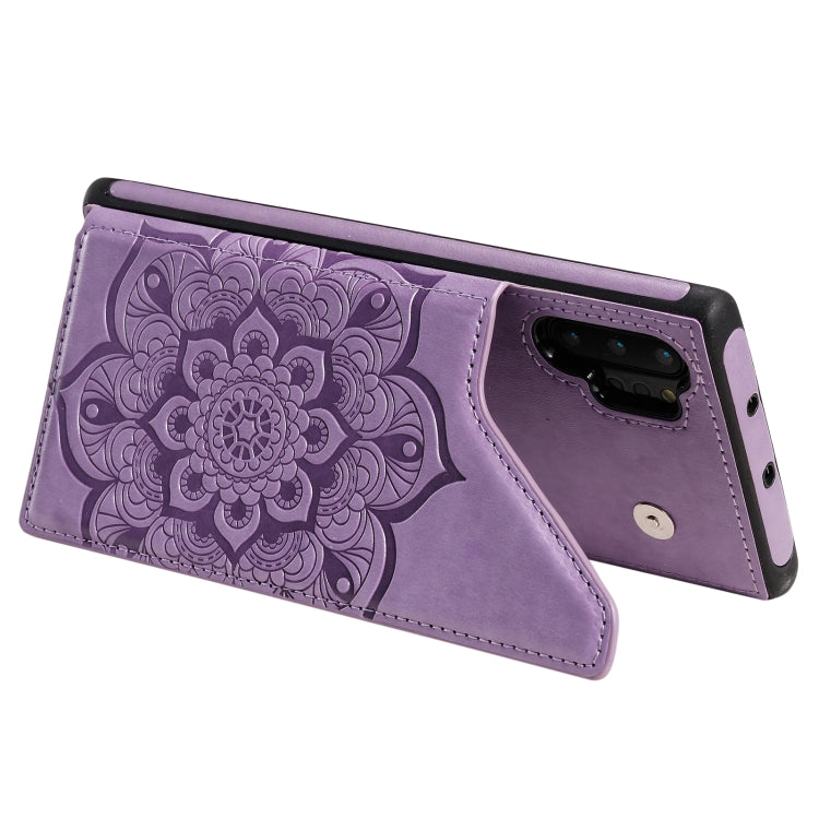 For Samsung Galaxy Note 10 Pro Flower Embossing Pattern Shockproof Protective Case with Holder & Card Slots & Photo Frame(Purple) by buy2fix