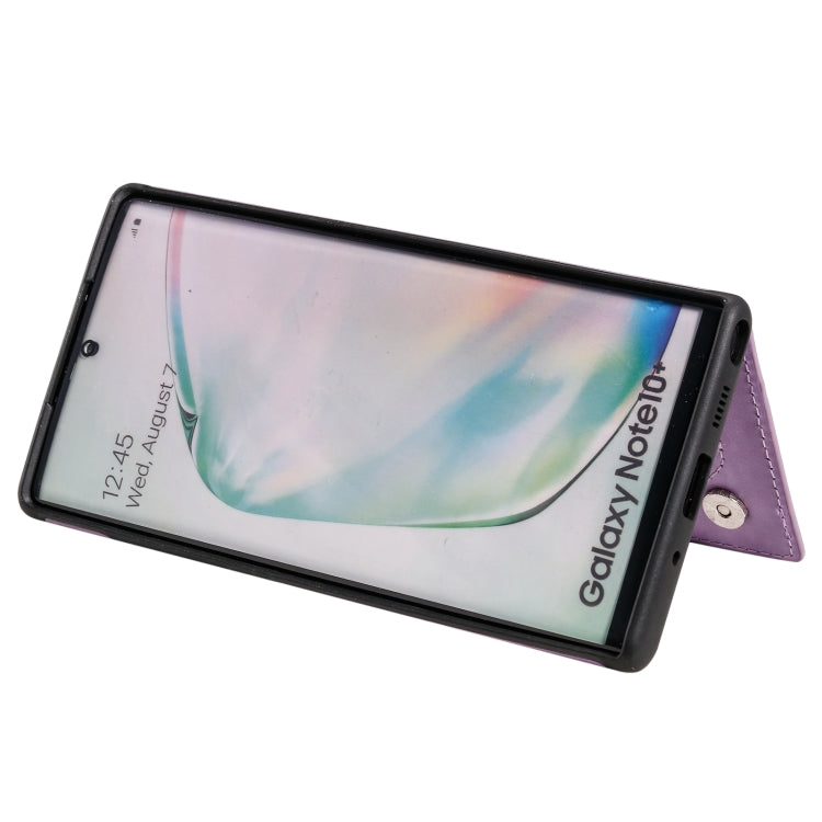 For Samsung Galaxy Note 10 Pro Flower Embossing Pattern Shockproof Protective Case with Holder & Card Slots & Photo Frame(Purple) by buy2fix