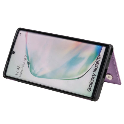 For Samsung Galaxy Note 10 Pro Flower Embossing Pattern Shockproof Protective Case with Holder & Card Slots & Photo Frame(Purple) by buy2fix