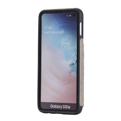 For Samsung Galaxy S10e Flower Embossing Pattern Shockproof Protective Case with Holder & Card Slots & Photo Frame(Grey) by buy2fix