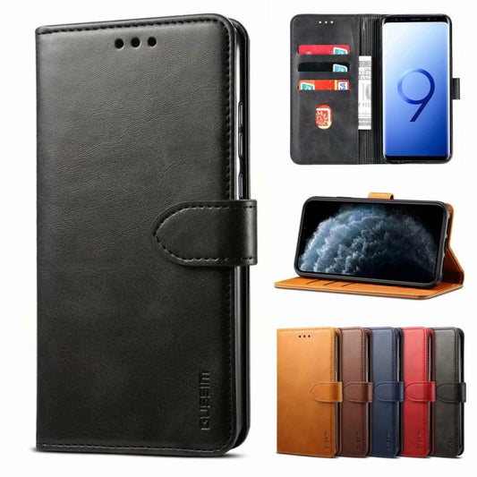 For Samsung Galaxy A12 5G GUSSIM Business Style Horizontal Flip Leather Case with Holder & Card Slots & Wallet(Black) - Galaxy Phone Cases by GUSSIM | Online Shopping UK | buy2fix