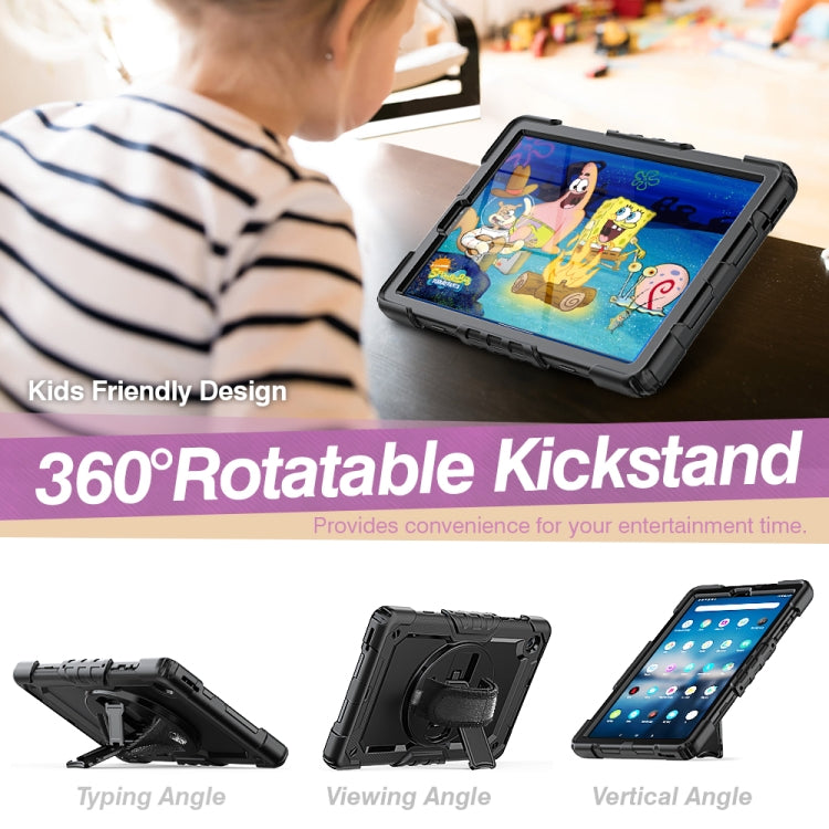 For Lenovo Tab M10 FHD Plus Shockproof Colorful Silicone + PC Protective Case with Holder & Shoulder Strap & Hand Strap(Black) - Lenovo by buy2fix | Online Shopping UK | buy2fix