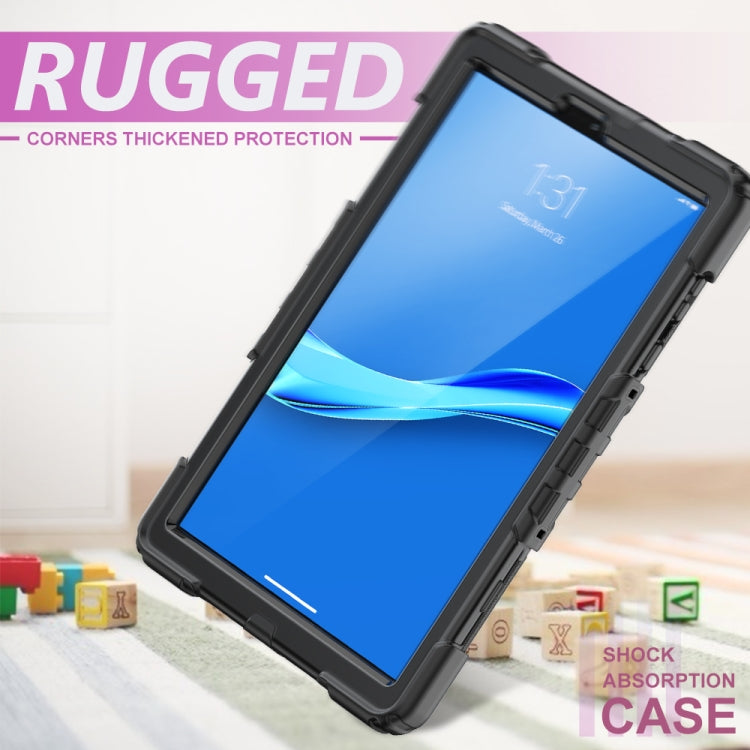 For Lenovo Tab M10 FHD Plus Shockproof Colorful Silicone + PC Protective Case with Holder & Shoulder Strap & Hand Strap(Black) - Lenovo by buy2fix | Online Shopping UK | buy2fix