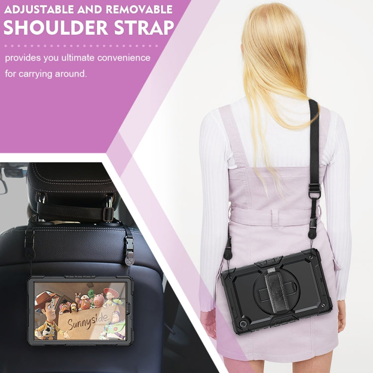 For Lenovo Tab M10 FHD Plus Shockproof Colorful Silicone + PC Protective Case with Holder & Shoulder Strap & Hand Strap(Black) - Lenovo by buy2fix | Online Shopping UK | buy2fix