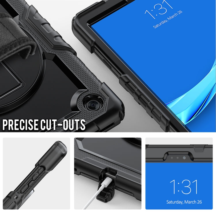 For Lenovo Tab M10 FHD Plus Shockproof Colorful Silicone + PC Protective Case with Holder & Shoulder Strap & Hand Strap(Black) - Lenovo by buy2fix | Online Shopping UK | buy2fix