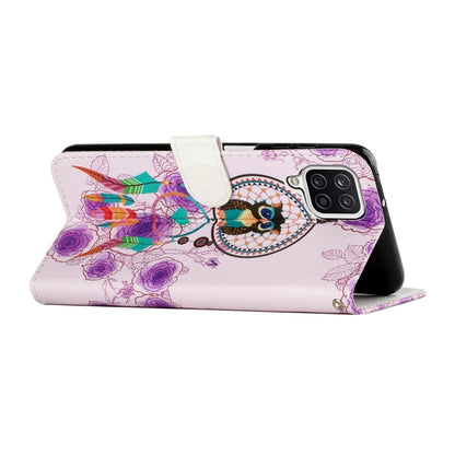 For Samsung Galaxy A12 Oil Embossed Coloured Drawing Pattern Horizontal Flip PU Leather Case with Holder & Card Slots & Wallet(Owl Wind Chimes) by buy2fix