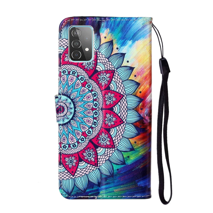 For Samsung Galaxy A52 5G / 4G Oil Embossed Coloured Drawing Pattern Horizontal Flip PU Leather Case with Holder & Card Slots & Wallet(Half Sunflower) by buy2fix