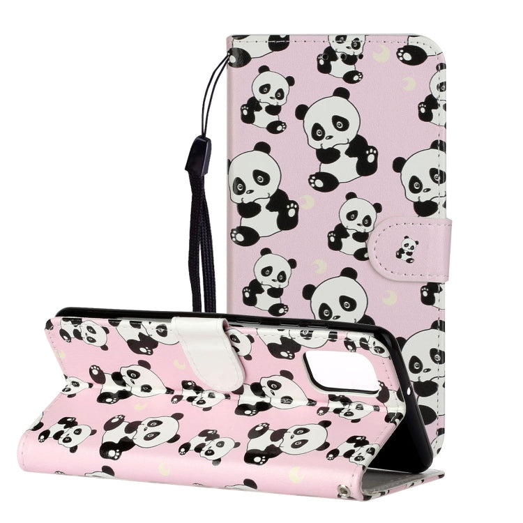 For Samsung Galaxy A52 5G / 4G Oil Embossed Coloured Drawing Pattern Horizontal Flip PU Leather Case with Holder & Card Slots & Wallet(Pandas) by buy2fix