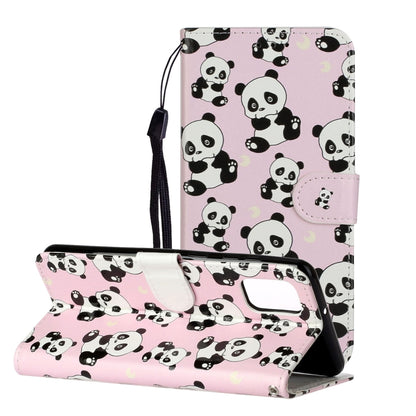 For Samsung Galaxy A52 5G / 4G Oil Embossed Coloured Drawing Pattern Horizontal Flip PU Leather Case with Holder & Card Slots & Wallet(Pandas) by buy2fix