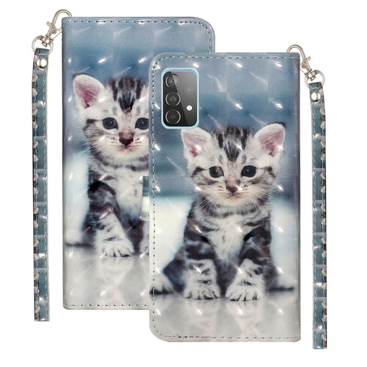 For Samsung Galaxy A52 5G / 4G 3D Pattern Horizontal Flip PU Leather Case with Holder & Card Slots & Wallet(Cat) by buy2fix