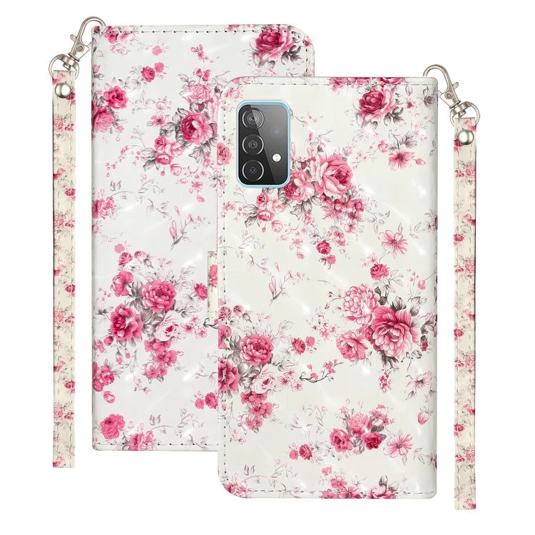 For Samsung Galaxy A52 5G / 4G 3D Pattern Horizontal Flip PU Leather Case with Holder & Card Slots & Wallet(Rose Flower) by buy2fix