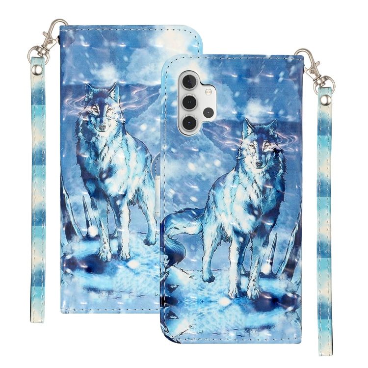 For Samsung Galaxy A32 5G 3D Pattern Horizontal Flip PU Leather Case with Holder & Card Slots & Wallet(Snow Mountain Wolf) by imak