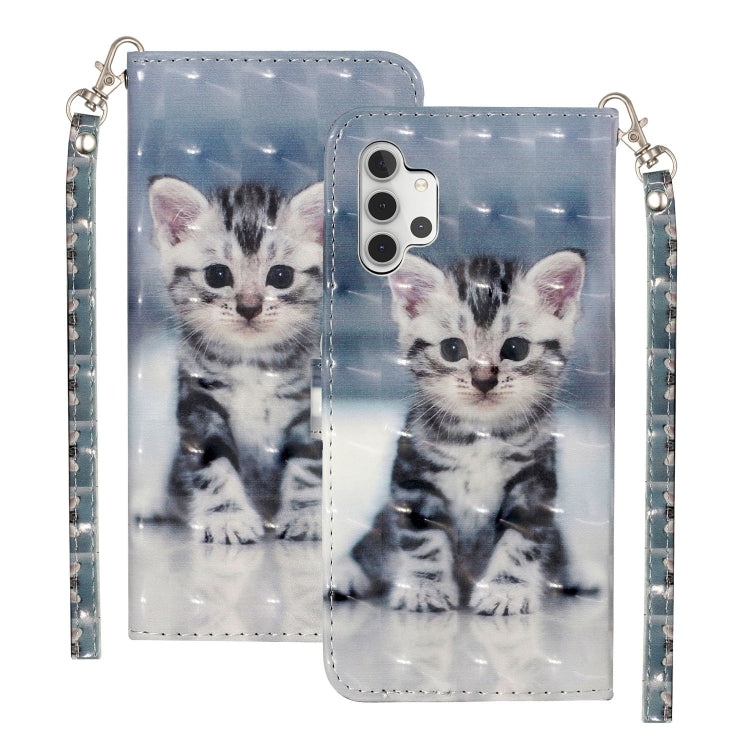 For Samsung Galaxy A32 5G 3D Pattern Horizontal Flip PU Leather Case with Holder & Card Slots & Wallet(Cat) by imak
