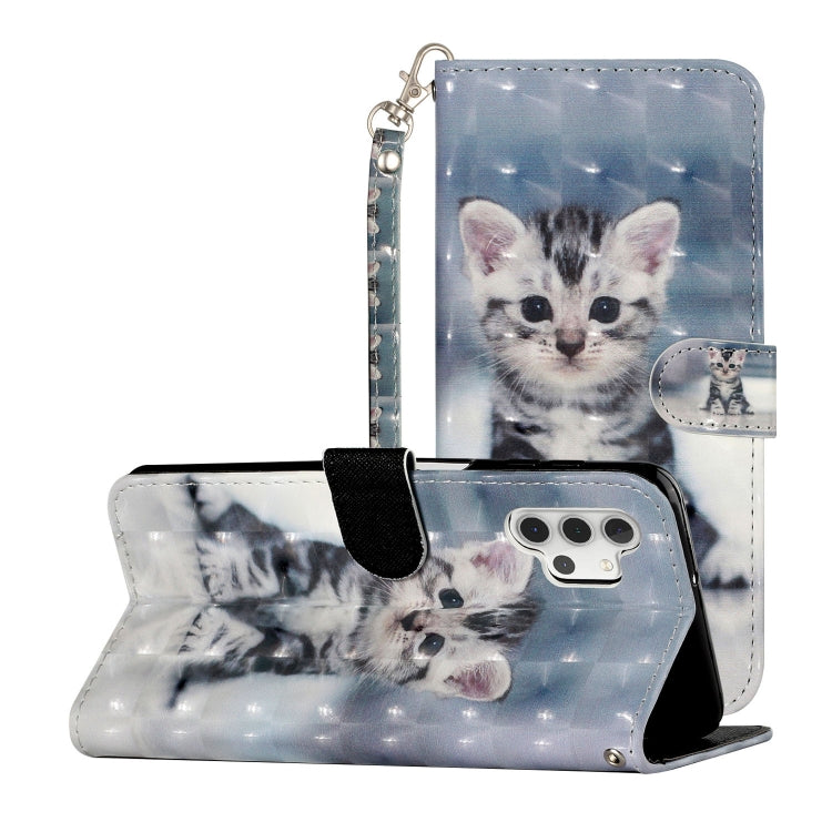 For Samsung Galaxy A32 5G 3D Pattern Horizontal Flip PU Leather Case with Holder & Card Slots & Wallet(Cat) by imak