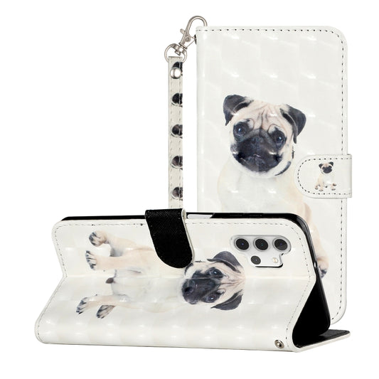 For Samsung Galaxy A32 5G 3D Pattern Horizontal Flip PU Leather Case with Holder & Card Slots & Wallet(Pug) by imak