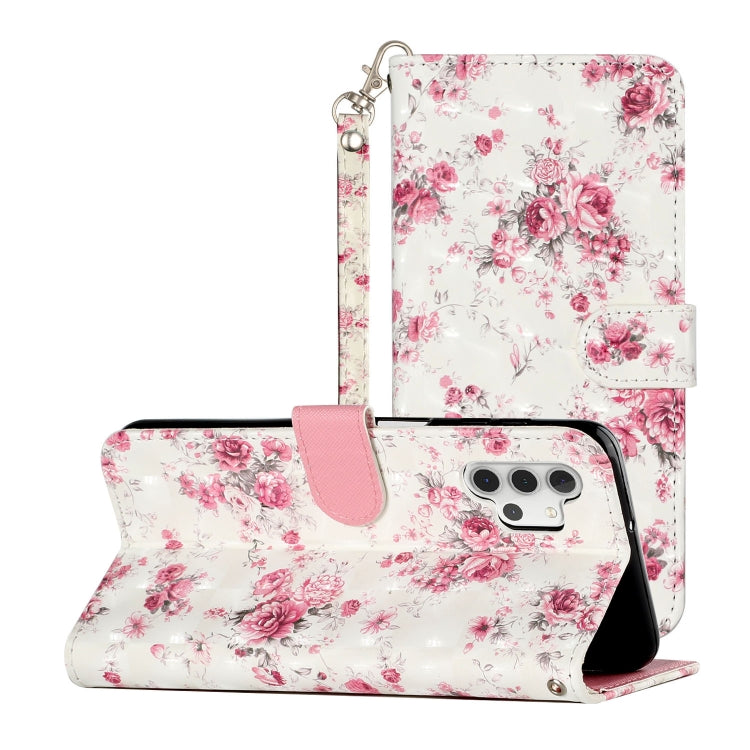For Samsung Galaxy A32 5G 3D Pattern Horizontal Flip PU Leather Case with Holder & Card Slots & Wallet(Rose Flower) by imak