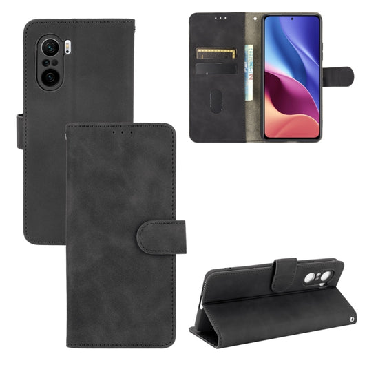 For Xiaomi Redmi K40 / K40 Pro Solid Color Skin Feel Magnetic Buckle Horizontal Flip Calf Texture PU Leather Case with Holder & Card Slots & Wallet(Black) - Xiaomi Cases by buy2fix | Online Shopping UK | buy2fix