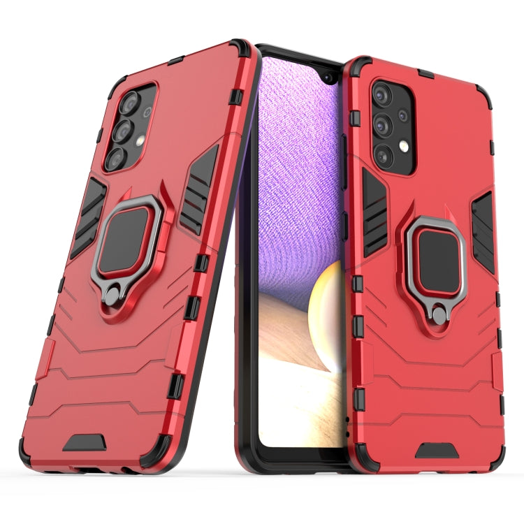 For Samsung Galaxy A32 4G PC + TPU Shockproof Protective Case with Magnetic Ring Holder(Red) by buy2fix