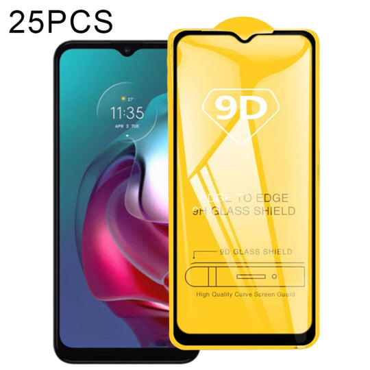 For Motorola Moto E20 / G50 5G / G20 / G30 / G10 25pcs 9D Full Glue Full Screen Tempered Glass Film