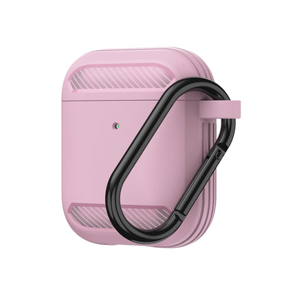 Wireless Earphones Shockproof Carbon Fiber Armor TPU Protective Case For AirPods 1/2(Pink) - For AirPods 1/2 by buy2fix | Online Shopping UK | buy2fix