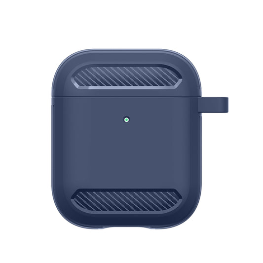 Wireless Earphones Shockproof Carbon Fiber Armor TPU Protective Case For AirPods 1/2(Blue) - For AirPods 1/2 by buy2fix | Online Shopping UK | buy2fix