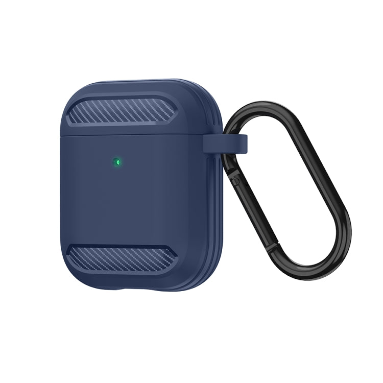 Wireless Earphones Shockproof Carbon Fiber Armor TPU Protective Case For AirPods 1/2(Black) - For AirPods 1/2 by buy2fix | Online Shopping UK | buy2fix