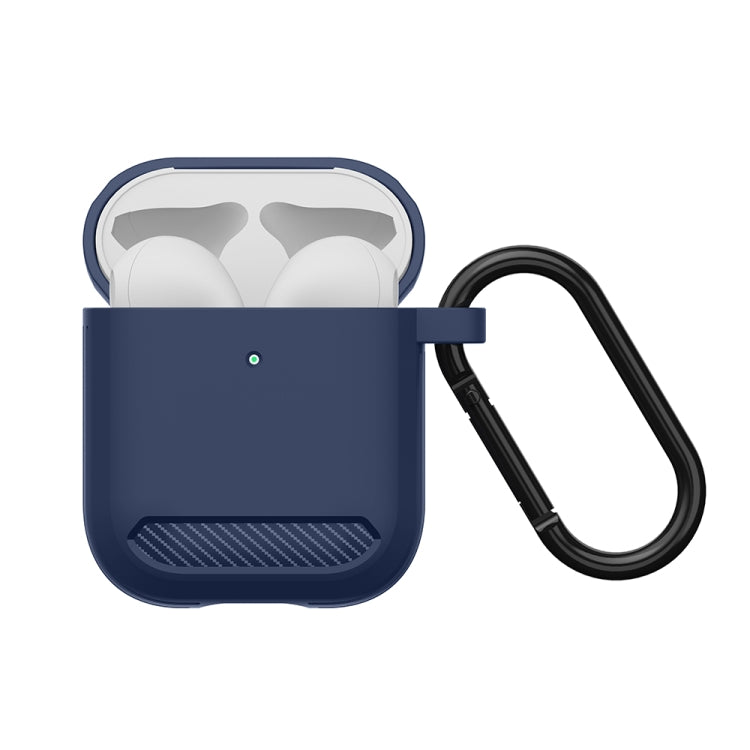Wireless Earphones Shockproof Carbon Fiber Armor TPU Protective Case For AirPods 1/2(Blue) - For AirPods 1/2 by buy2fix | Online Shopping UK | buy2fix