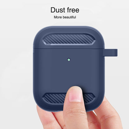 Wireless Earphones Shockproof Carbon Fiber Armor TPU Protective Case For AirPods 1/2(Blue) - For AirPods 1/2 by buy2fix | Online Shopping UK | buy2fix