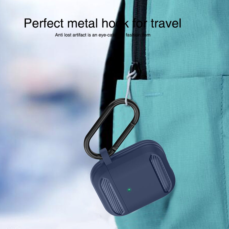 Wireless Earphones Shockproof Carbon Fiber Armor TPU Protective Case For AirPods 1/2(Blue) - For AirPods 1/2 by buy2fix | Online Shopping UK | buy2fix