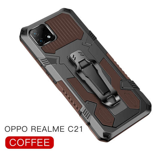 For OPPO Realme C21 / C20 Armor Warrior Shockproof PC + TPU Protective Case(Coffee) - Realme Cases by buy2fix | Online Shopping UK | buy2fix