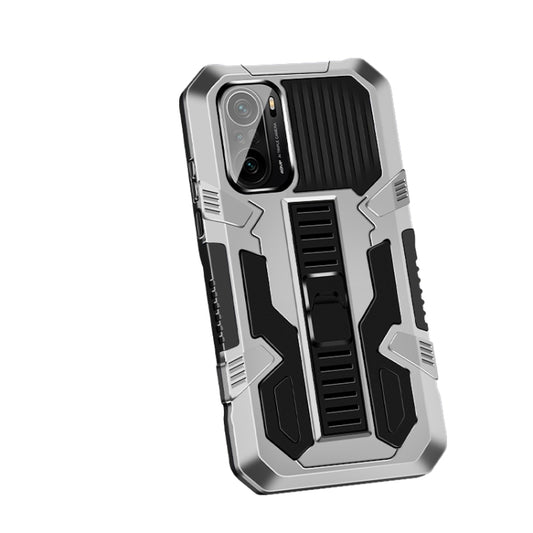 For Xiaomi Poco F3 Vanguard Warrior All Inclusive Double-color Shockproof TPU + PC Protective Case with Holder(Silver White) - Xiaomi Cases by buy2fix | Online Shopping UK | buy2fix
