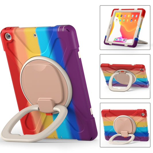 For Apple iPad 10.2 2021 / 2020 / 2019 Colorful Silicone + PC Protective Case with Holder & Shoulder Strap(Red) - iPad 10.2 Cases by buy2fix | Online Shopping UK | buy2fix