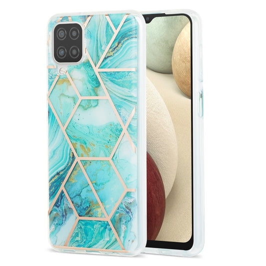 For Samsung Galaxy A12 3D Electroplating Marble Pattern TPU Protective Case(Blue) - Galaxy Phone Cases by buy2fix | Online Shopping UK | buy2fix