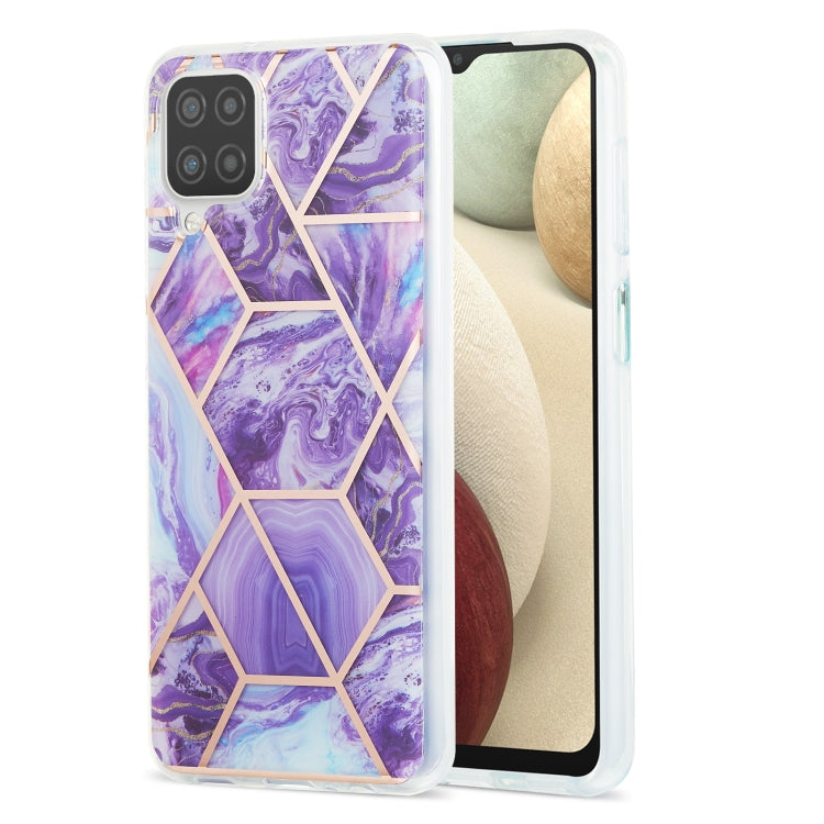 For Samsung Galaxy A12 3D Electroplating Marble Pattern TPU Protective Case(Dark Purple) by buy2fix