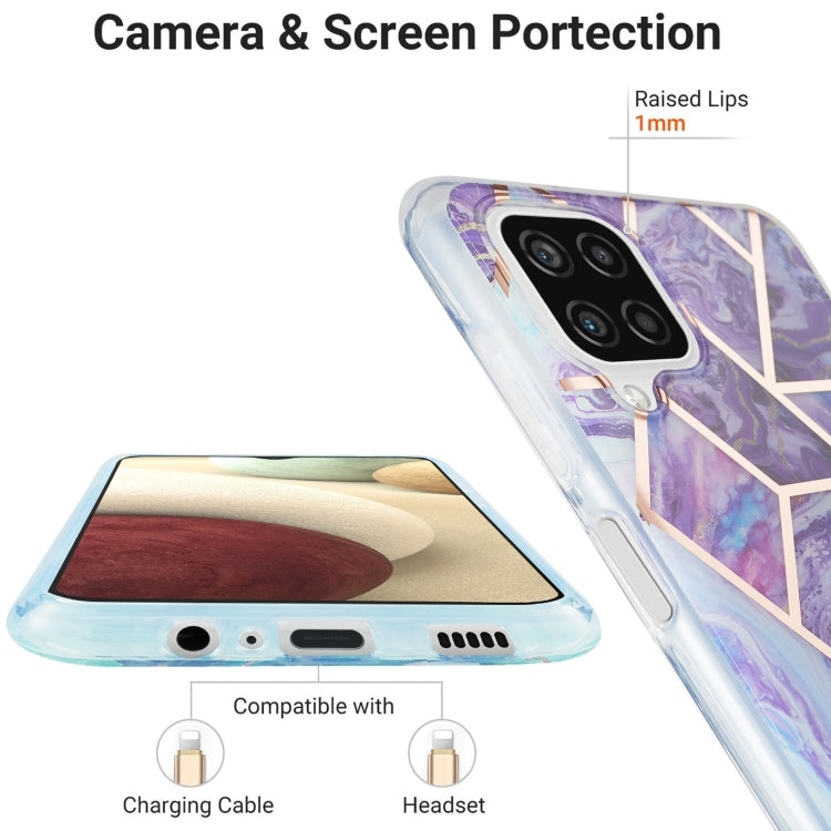 For Samsung Galaxy A12 3D Electroplating Marble Pattern TPU Protective Case(Dark Purple) by buy2fix