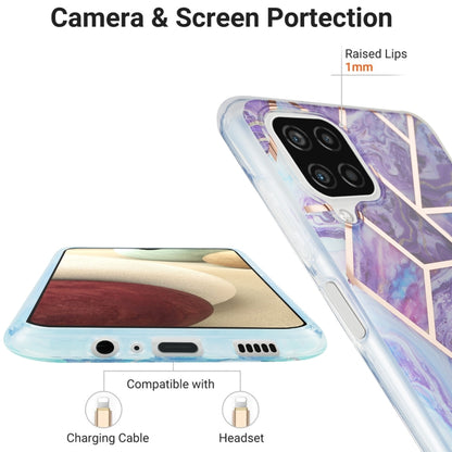 For Samsung Galaxy A12 3D Electroplating Marble Pattern TPU Protective Case(Dark Purple) by buy2fix